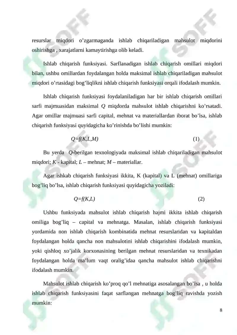 Ishlab chiqarish va firmalarning hatti-harakati 8