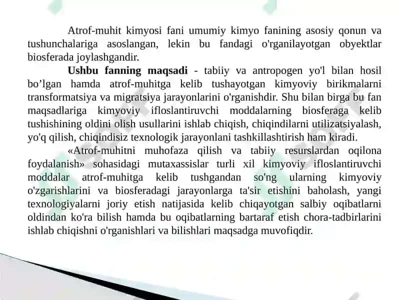Atrof-muhit kimyosi 8