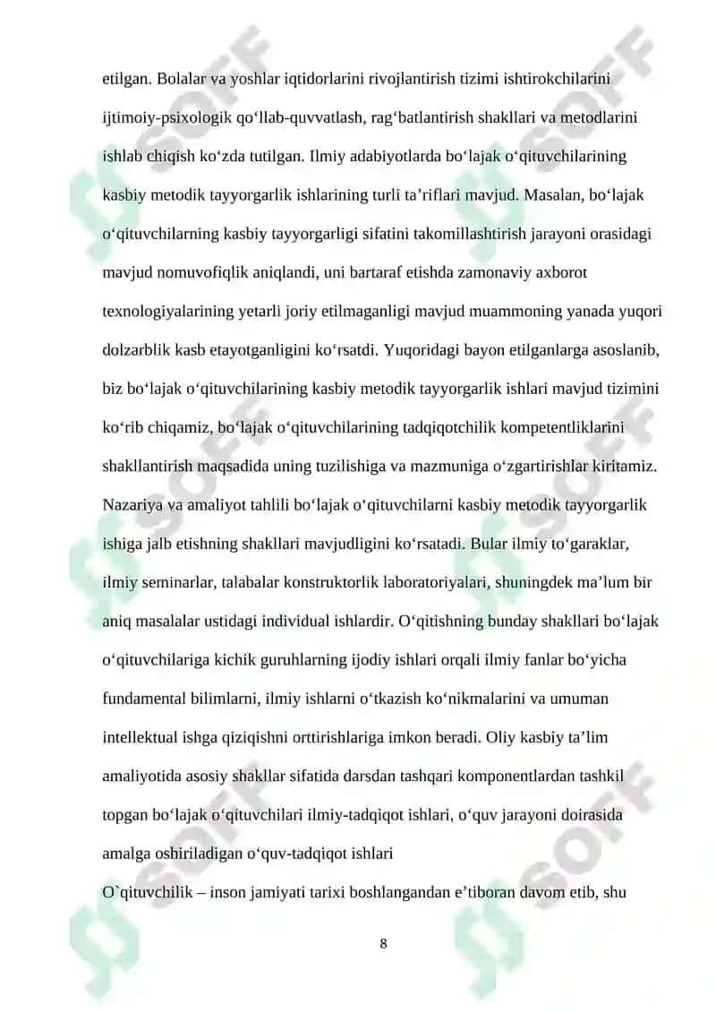 Zamonaviy fanda “kasbiy tayyorgarlik” 8