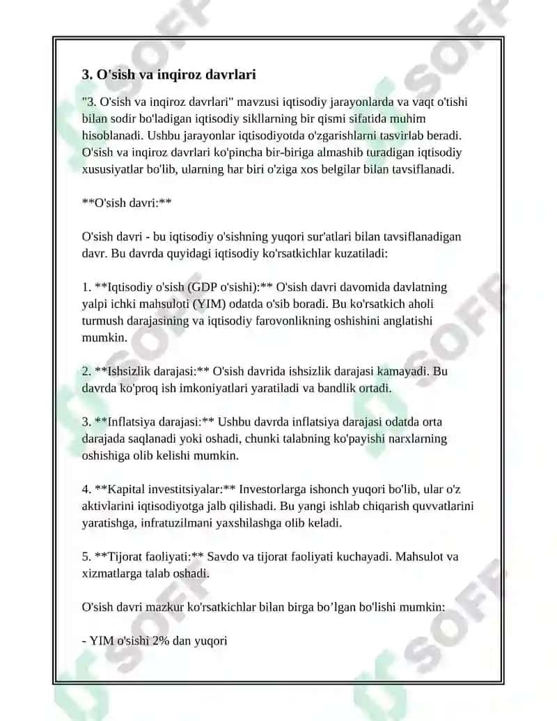 IQTISODIY RIVOJLANISHNING SIKLLILIGI VA IQTISODIY SIKL NAZARIYALARI 8