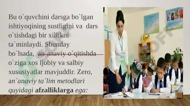An’anaviy o’qitish metodlari klassifikatsiyasi 8