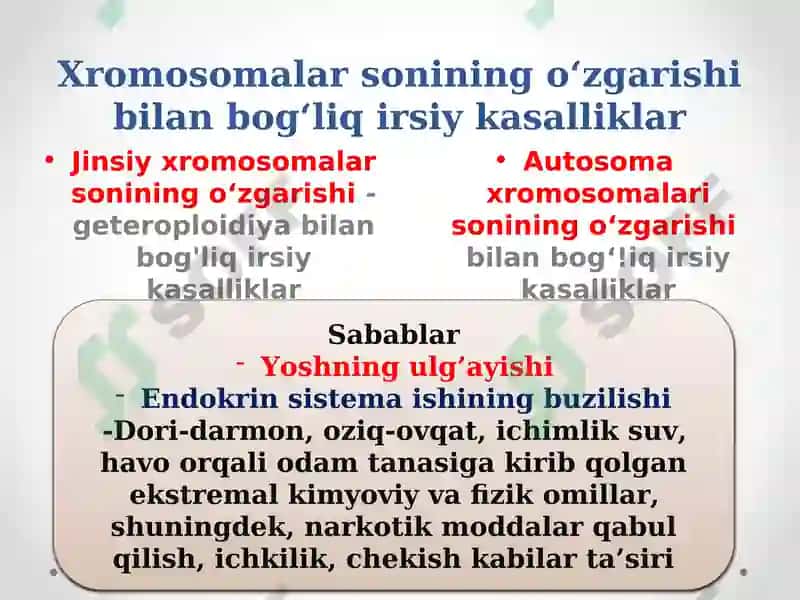 Irsiy kasallikning tasnifi 8