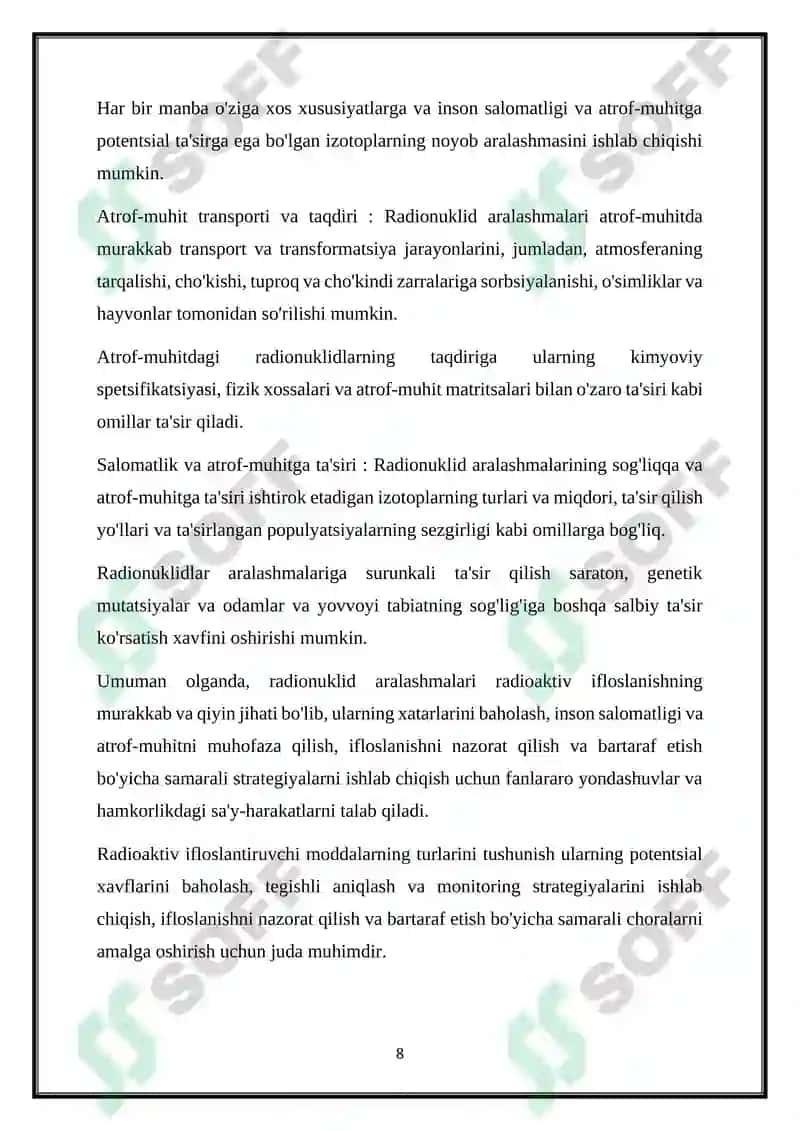 Radioaktiv ifloslanish 8