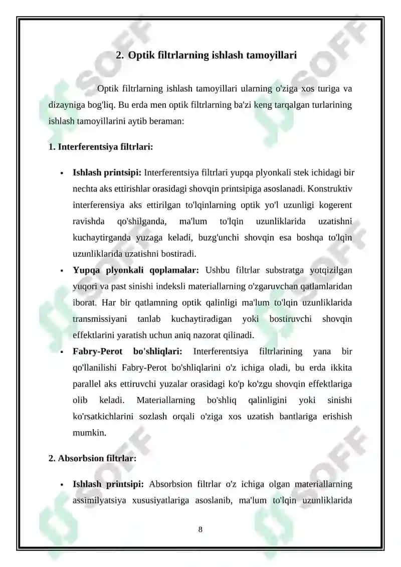 Optik filtrlar 8