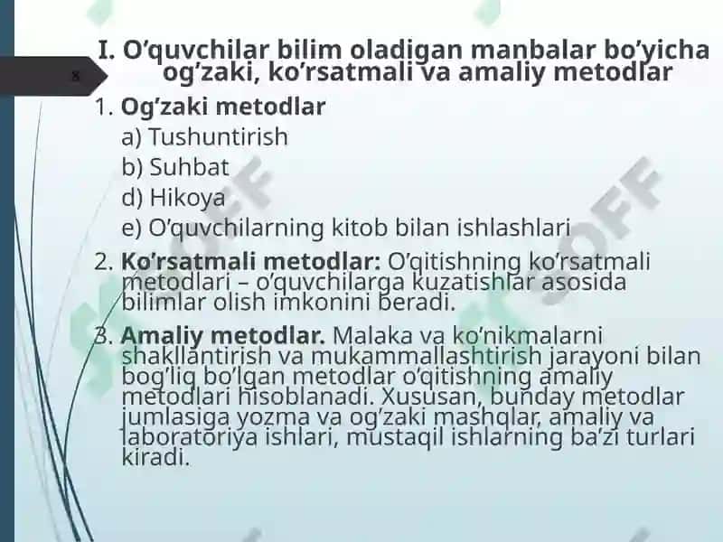 Matinni o`qitish va taxlil qilish 8