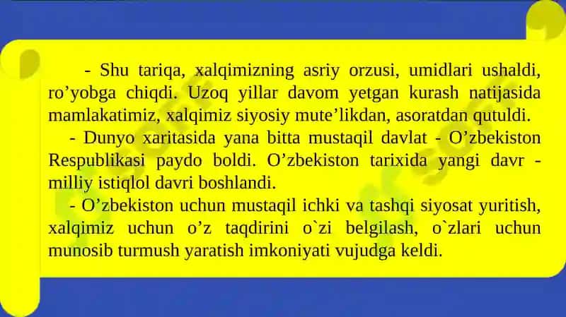 O‘zbekiston Respublikasi Mustaqiligi 8