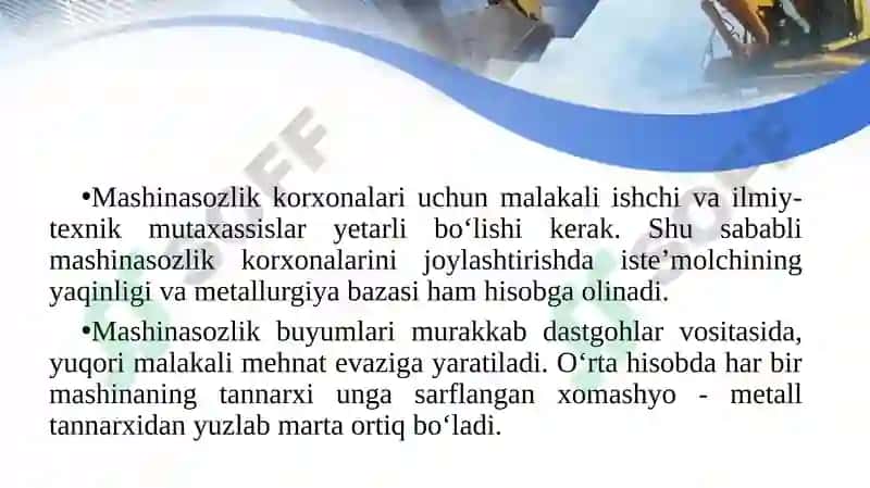 Mashinasozlik va uning tarmoqlari 8