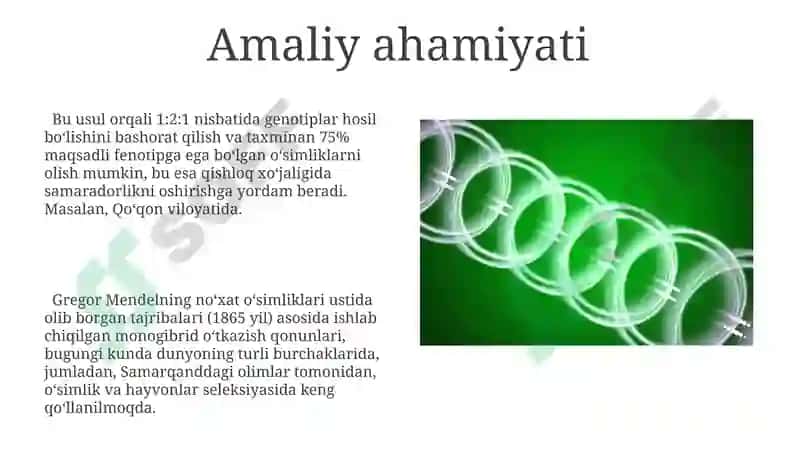 Monogibrid O'zaro Changlanishning Amaliy Ahamiyati 8