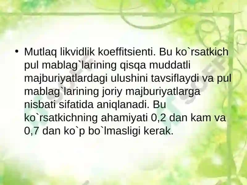 Kompaniya moliyaviy holatini baholash 8