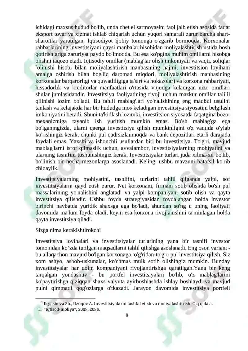 Investitsiyaning mohiyati manbalari va shakllari 8