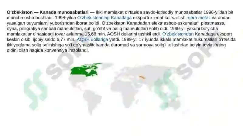 Kanada davlatining iqtisodiy holati S.W.O.T. tahlili 8