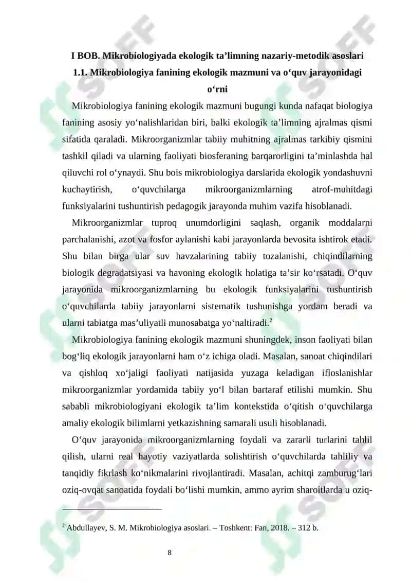 Mikrobiologiyada ekologik ta’limni kuchaytirish metodikasi 8