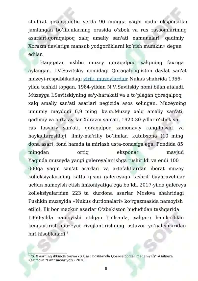 QORAQALPOQLAR MA‘NAVIY MADANIYATINING O'ZIGA XOSLIGI 8