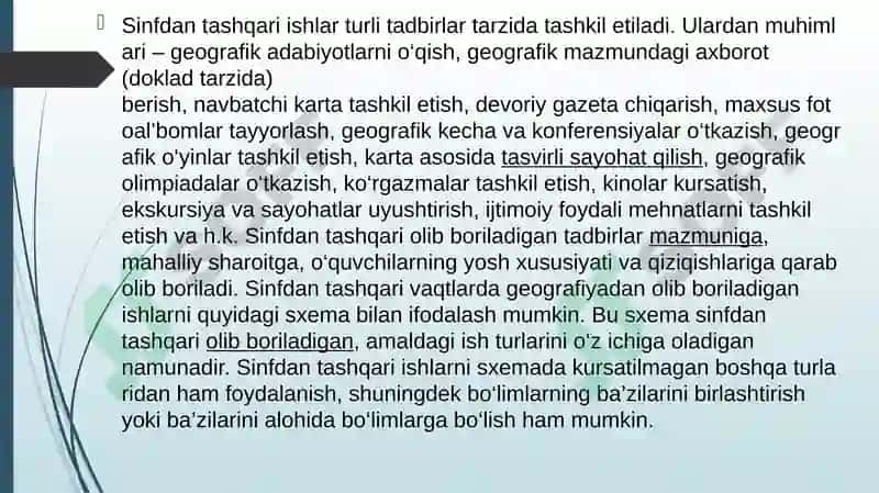 Geografiya ta’limida sinfdan tashqari ishlar. 8
