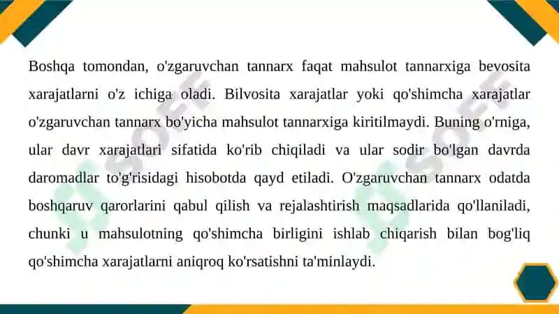 ABSORBSION VA MARJINAL XARAJATLAR 8
