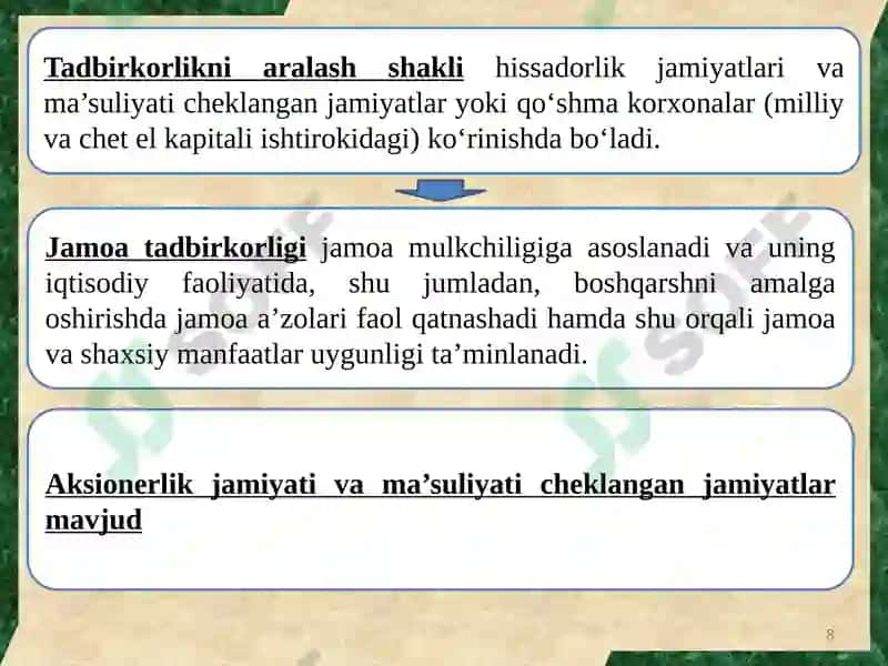 TADBIRKORLIK FAOLIYATI 8