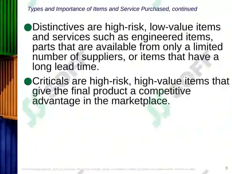 Materials and suppliers 8