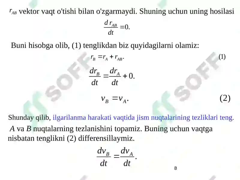 QATTIQ JISMKINEMATIKASI 8