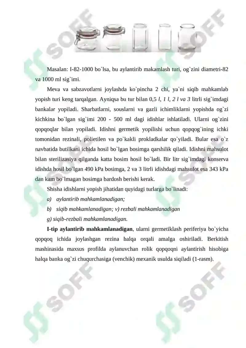 Tunuka va shisha idishlar bobining o`quv mоduli ishlanmasi 8