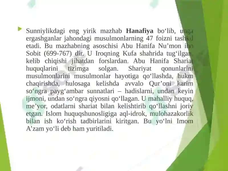 Islom Dinining Aqidaviy Yo`nalishlari va Maktablari 8