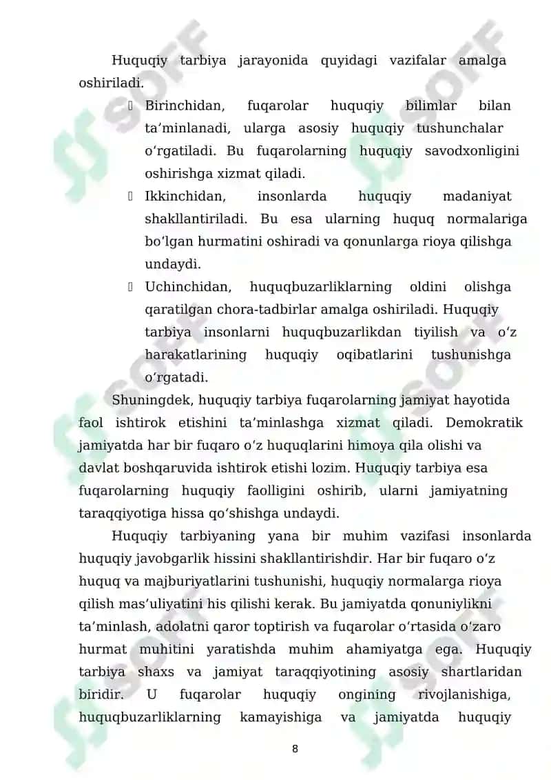 HUQUQIY TARBIYANING MAQSAD VA VAZIFALARI 8