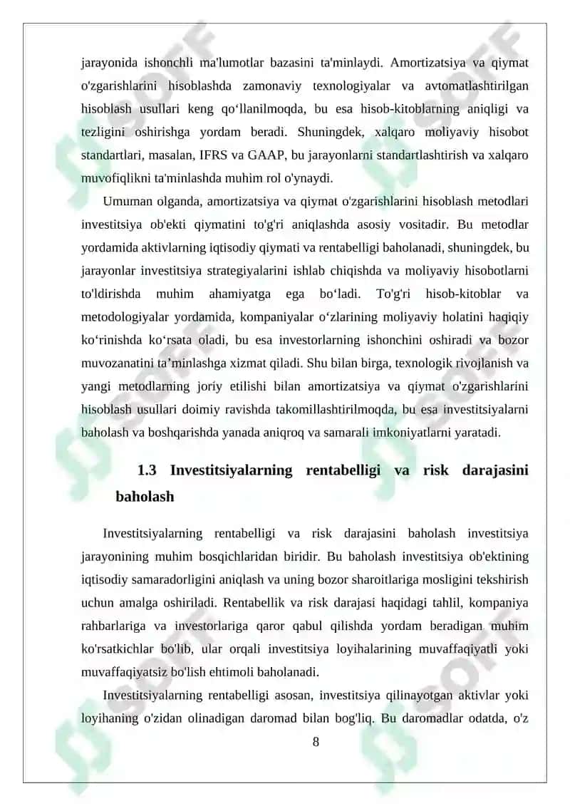 Investitsiyalar Hisobi 8