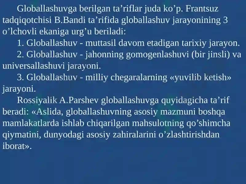 Globallashuvning asosiy davrlari 8