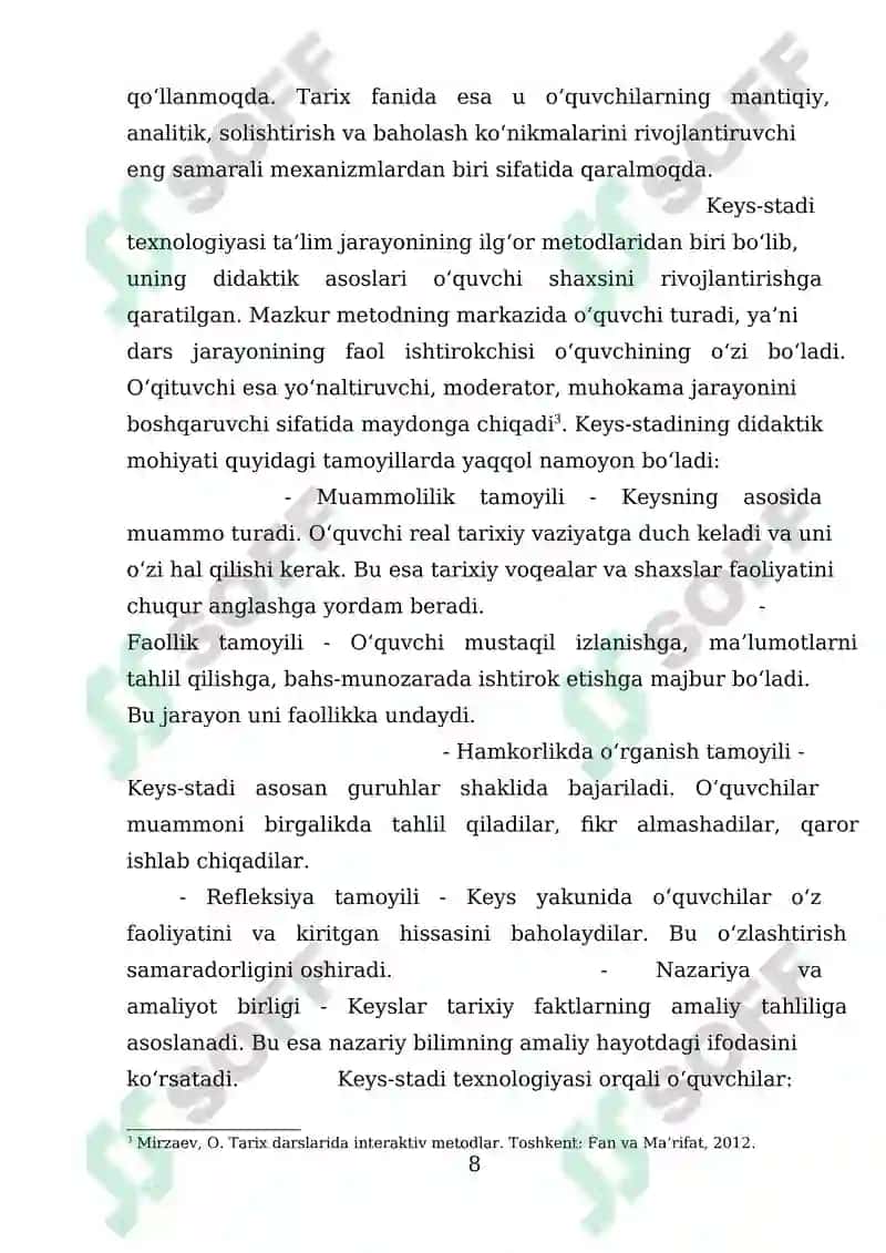 Tarix ta'limida keys-stadi texnologiyasi 8