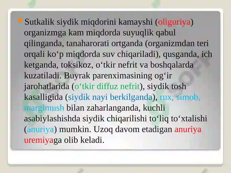 Siydik biokimyosi 8