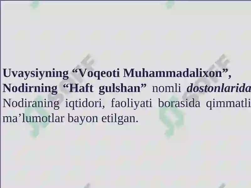 Nodira va Amiriyning hayoti va muhabbat qissasi. 8