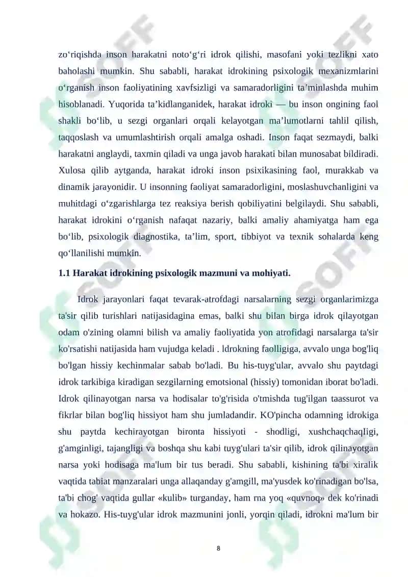 “HARAKAT IDROKINI O’RGANISH METODIKASI” 8