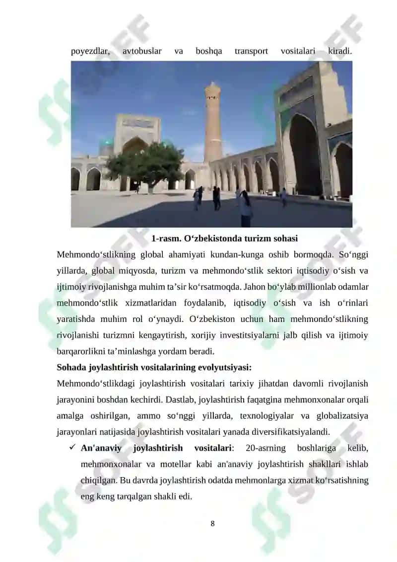 MEHMONDO‘STLIK INDUSTRIYASIDA JOYLASHTIRISH VOSITALARI 8