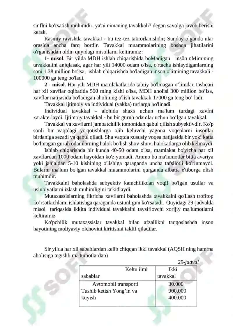 HAYOT FAOLIYATI XAVSIZLIGI NAZARIY ASOSLARI 8