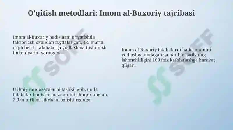 Imom al-Buxoriyning pedagogik gʻoyalari 8