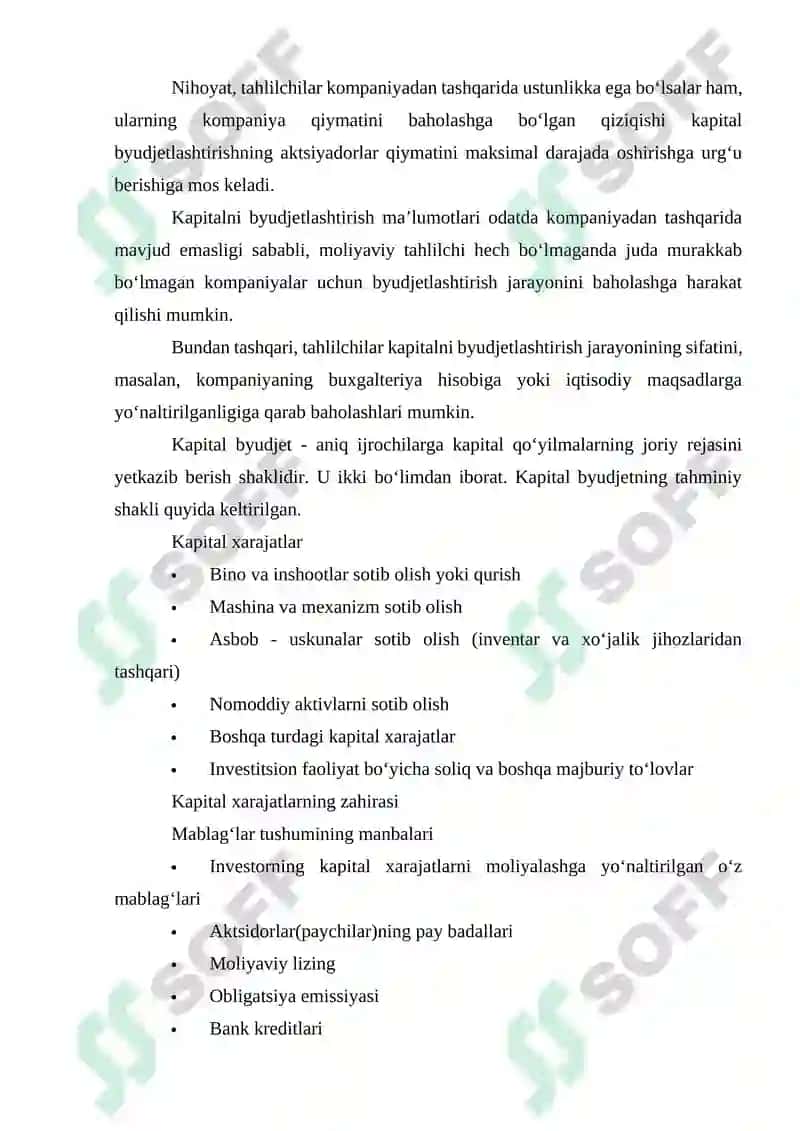 Kapital xarajatlarni byudjetlashtirish 8