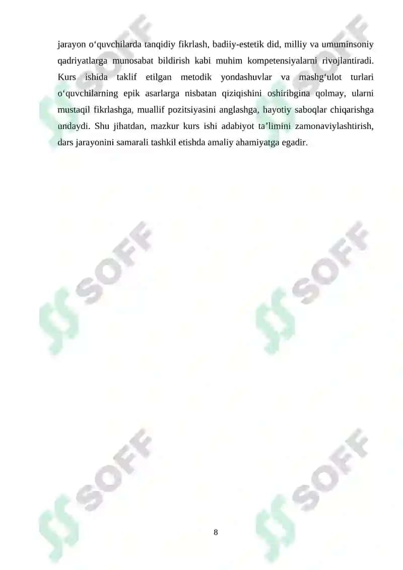 Epik Asarlar ustida ishlash 8