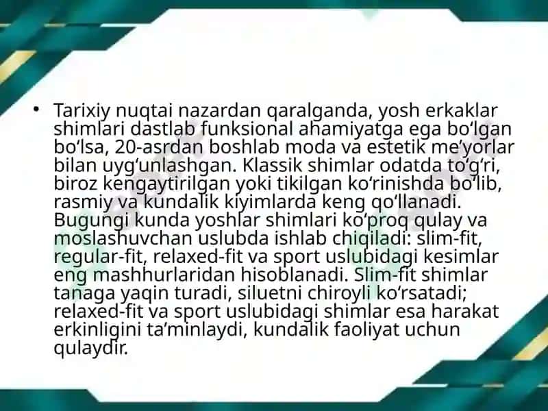 Yosherkaklar kiyimlari da zamonaviy moda ta'limini 8