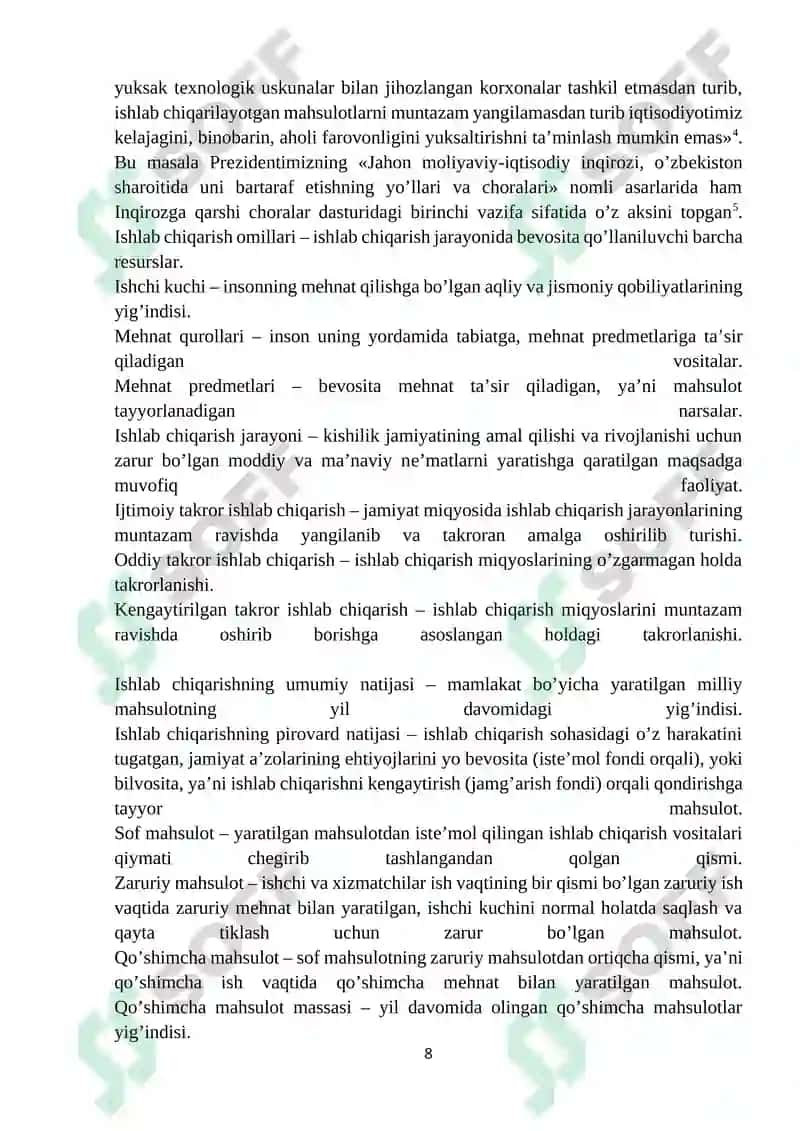 Ishlab chiqarish omillari va ularning turkumlanishi 8