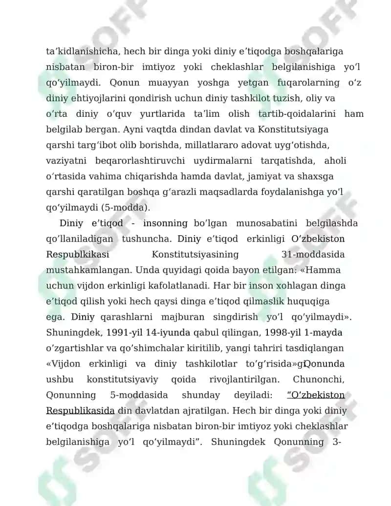 Vijdon va eʼtiqod erkinligining taʼrifi 8
