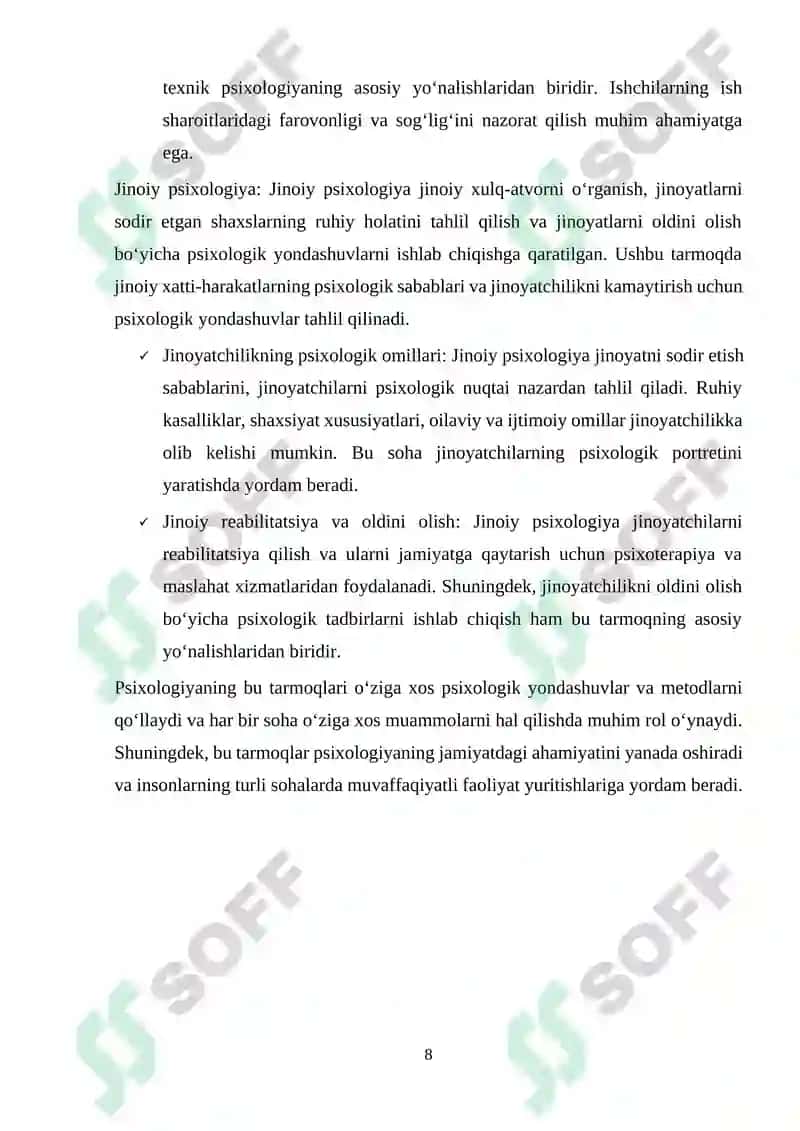 Psixologiya tarmoqlari 8