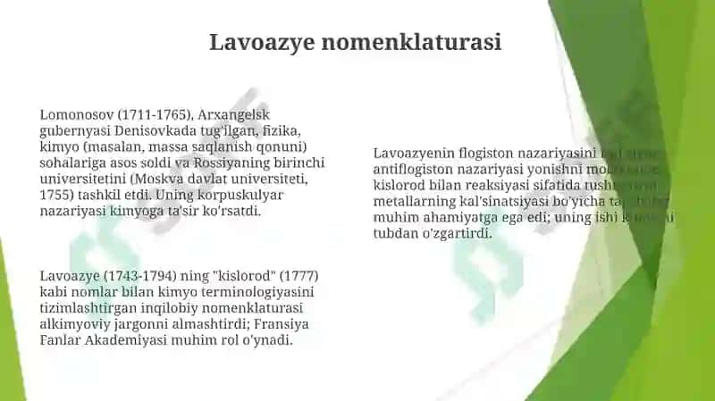 Lavozye'ning antiflogistik nazariyasi 8