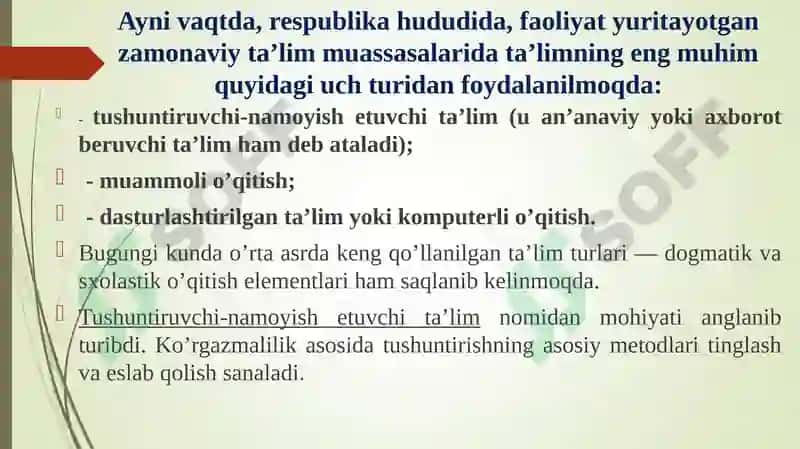 TA’LIMNING TASHKILIY SHAKLLARI VA METODLARI 8