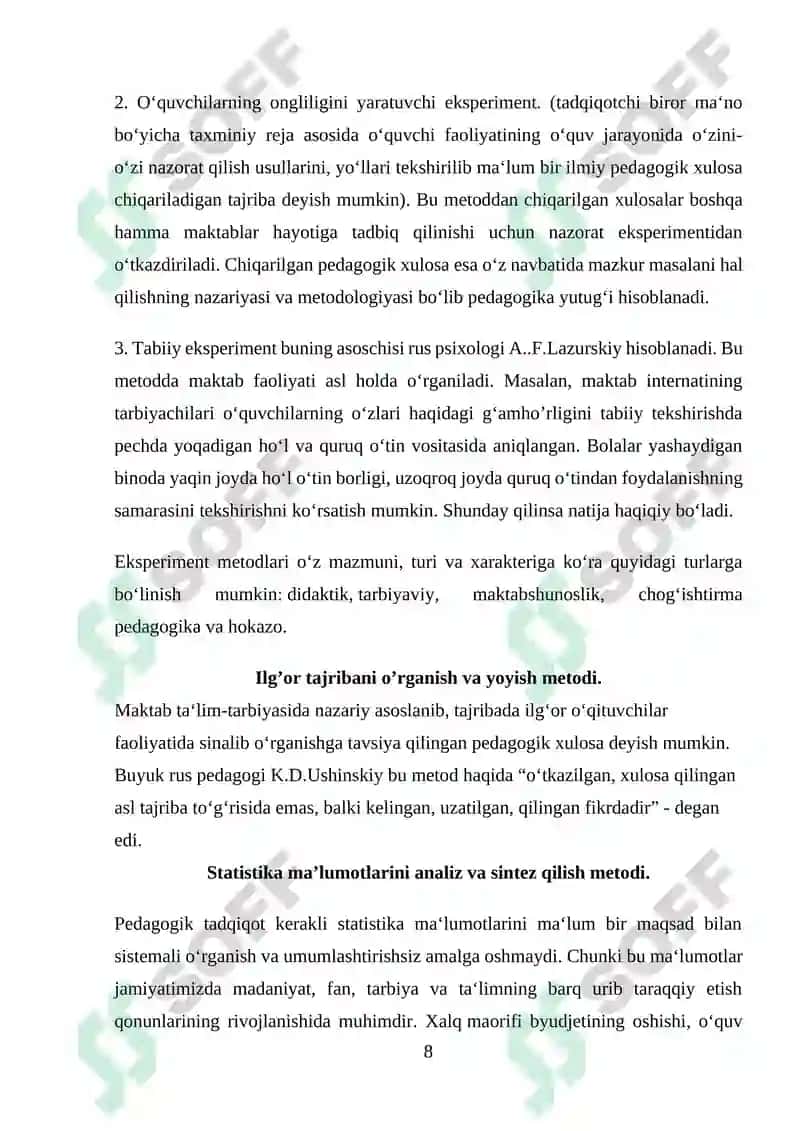 Talablar uchun Tadqiqot Metodlari 8