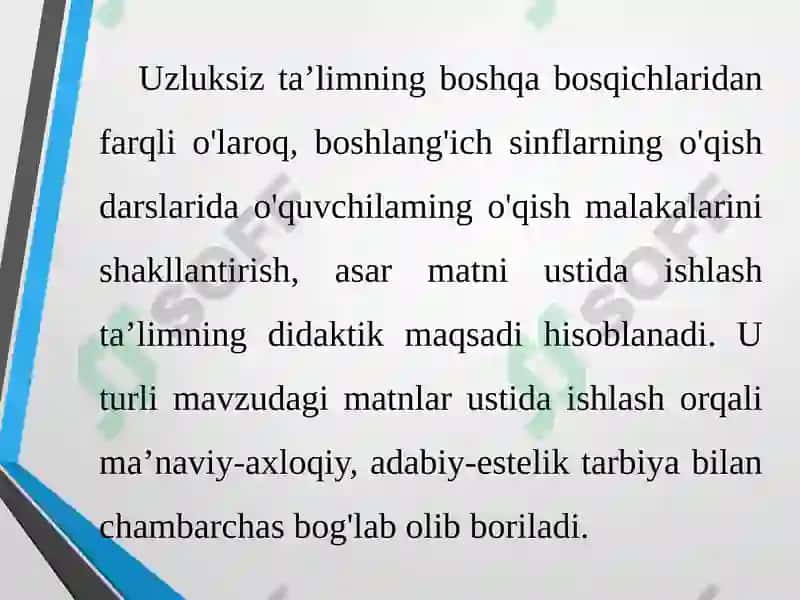 Boshlang'ich sinflarning o'qish darslari 8