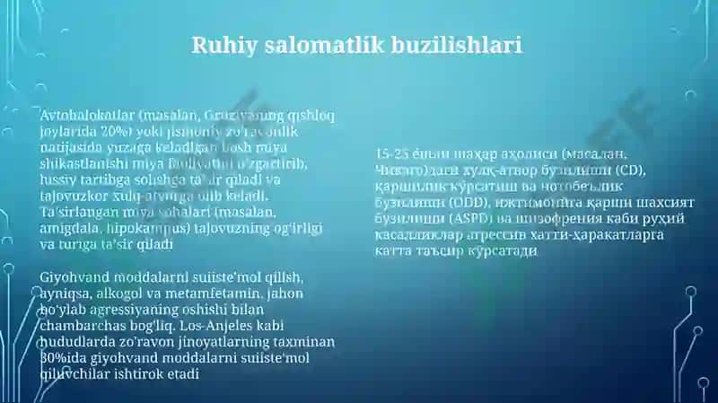 Shaxs agressiv xulq-atvorining shakllanish sharoitlari 8