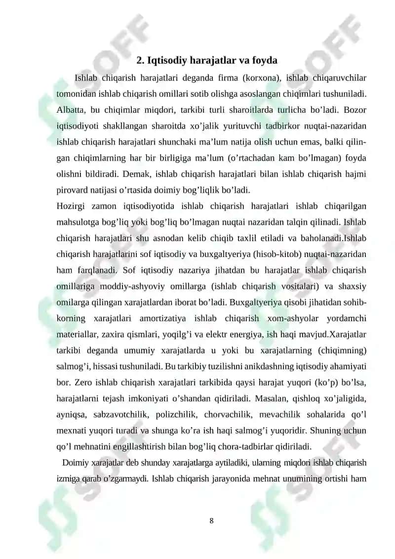 Iqtisodiy xarajatlar, uning tarkibi va turlari 8