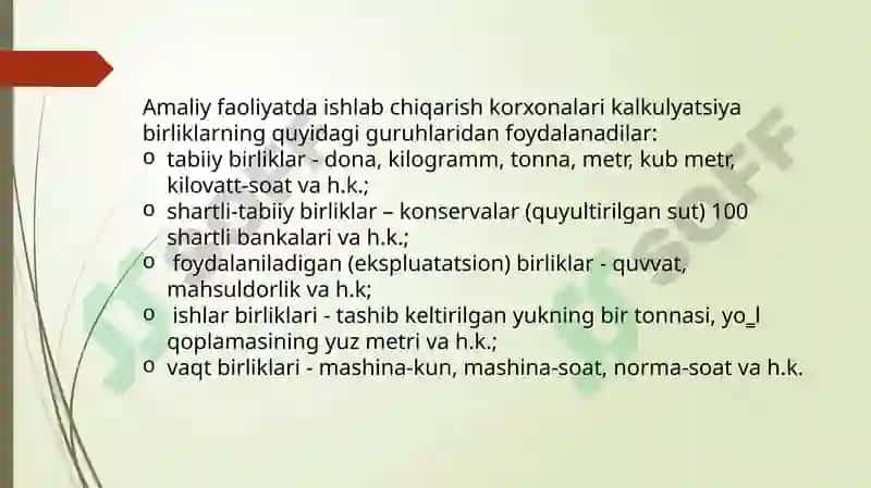 Buyurtmali kalkulyatsiya qilish usuli 8