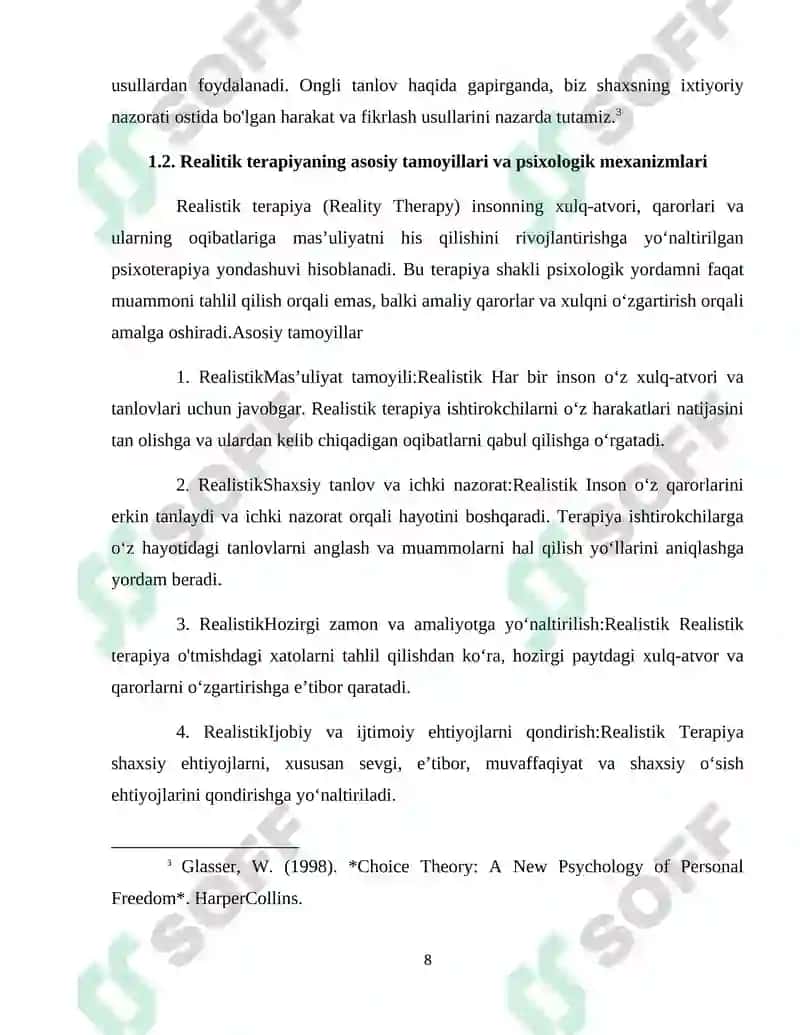 “REALLIK TERAPIYASINING ASOSIY HOLATLARI VA TAMOYILLARI” 8