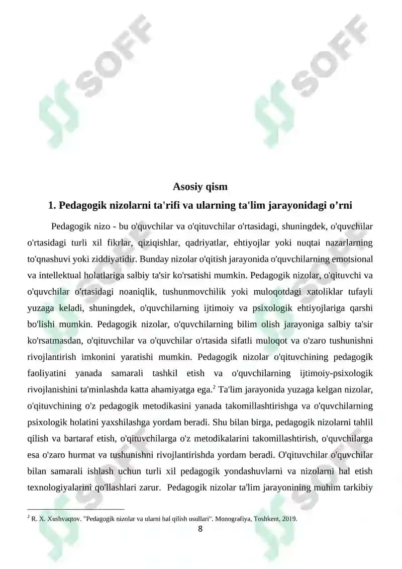 Pedagogik nizolar va ularni bartaraf etish texnologiyasi 8