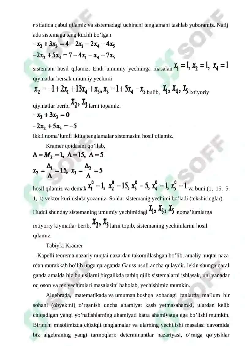 Chiziqli tenglamalar sistemasini matritsalar yordamida yechish 8